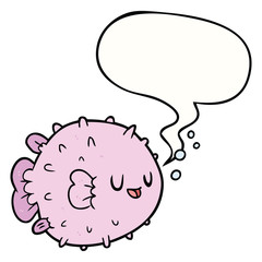 cartoon blowfish and speech bubble