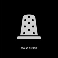 white sewing thimble vector icon on black background. modern flat sewing thimble from sew concept vector sign symbol can be use for web, mobile and logo.