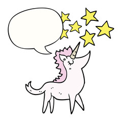 cartoon unicorn and speech bubble