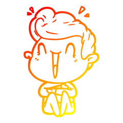 warm gradient line drawing cartoon excited man