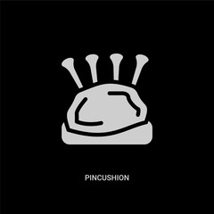 white pincushion vector icon on black background. modern flat pincushion from sew concept vector sign symbol can be use for web, mobile and logo.