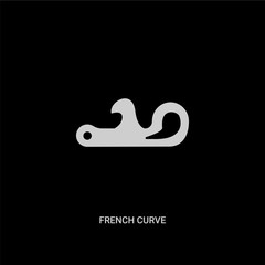 white french curve vector icon on black background. modern flat french curve from sew concept vector sign symbol can be use for web, mobile and logo.