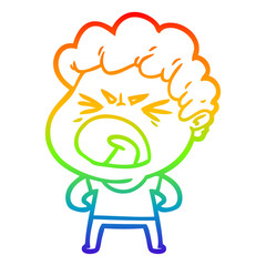 rainbow gradient line drawing cartoon furious man