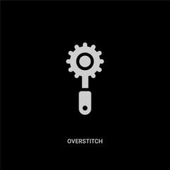 white overstitch vector icon on black background. modern flat overstitch from sew concept vector sign symbol can be use for web, mobile and logo.