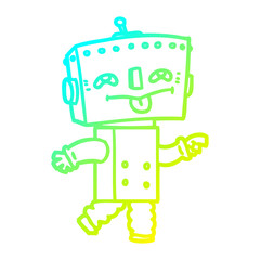 cold gradient line drawing cartoon robot
