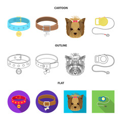 Vector illustration of pet and accessories symbol. Set of pet and shop stock symbol for web.