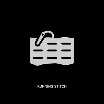 white running stitch vector icon on black background. modern flat running stitch from sew concept vector sign symbol can be use for web, mobile and logo.