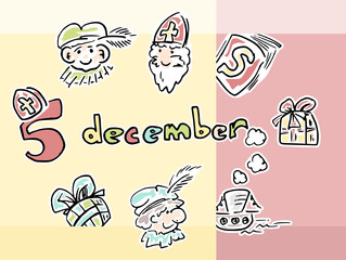 Sinterklaas - landscape design layout - icon set december 5th