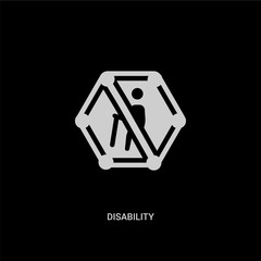 white disability vector icon on black background. modern flat disability from signs concept vector sign symbol can be use for web, mobile and logo.