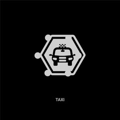 white taxi vector icon on black background. modern flat taxi from signs concept vector sign symbol can be use for web, mobile and logo.