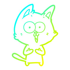 cold gradient line drawing funny cartoon cat