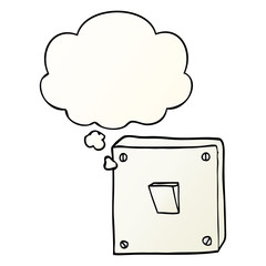 cartoon light switch and thought bubble in smooth gradient style