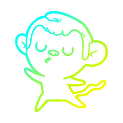 cold gradient line drawing cartoon monkey