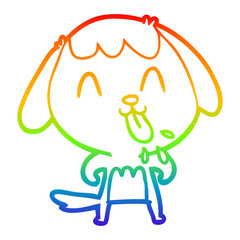 rainbow gradient line drawing cute cartoon dog