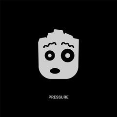 white pressure vector icon on black background. modern flat pressure from smiles concept vector sign symbol can be use for web, mobile and logo.