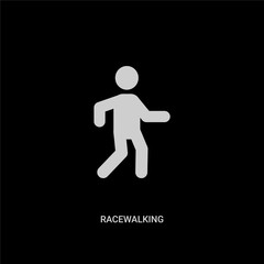 white racewalking vector icon on black background. modern flat racewalking from sport concept vector sign symbol can be use for web, mobile and logo.