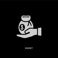 white budget vector icon on black background. modern flat budget from startup stategy and concept vector sign symbol can be use for web, mobile and logo.