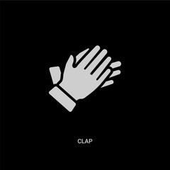 white clap vector icon on black background. modern flat clap from startup stategy and concept vector sign symbol can be use for web, mobile and logo.
