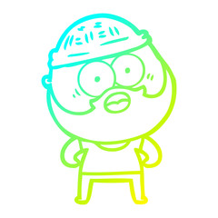 cold gradient line drawing cartoon bearded man