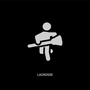 white lacrosse vector icon on black background. modern flat lacrosse from sport concept vector sign symbol can be use for web, mobile and logo.