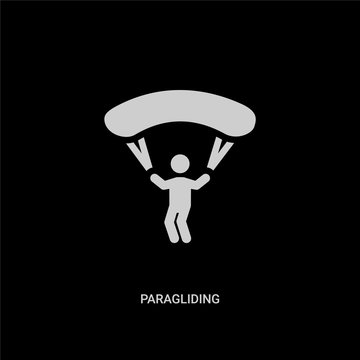 white paragliding vector icon on black background. modern flat paragliding from sport concept vector sign symbol can be use for web, mobile and logo.