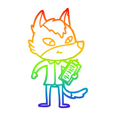 rainbow gradient line drawing friendly cartoon wolf manager