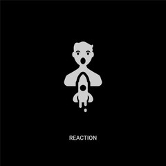 white reaction vector icon on black background. modern flat reaction from startup stategy and concept vector sign symbol can be use for web, mobile and logo.