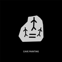 white cave painting vector icon on black background. modern flat cave painting from stone age concept vector sign symbol can be use for web, mobile and logo.