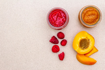 Healthy organic homemade assortment of fruit puree