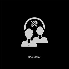 white discussion vector icon on black background. modern flat discussion from strategy concept vector sign symbol can be use for web, mobile and logo.