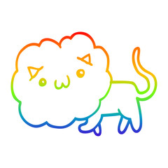 rainbow gradient line drawing cartoon lion