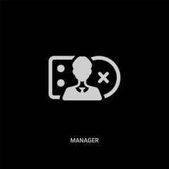 white manager vector icon on black background. modern flat manager from strategy concept vector sign symbol can be use for web, mobile and logo.