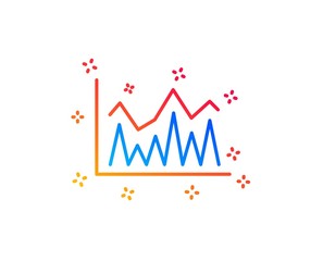 Line chart icon. Financial growth graph sign. Stock exchange symbol. Gradient design elements. Linear investment icon. Random shapes. Vector