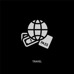 white travel vector icon on black background. modern flat travel from success concept vector sign symbol can be use for web, mobile and logo.