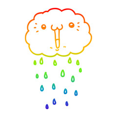 rainbow gradient line drawing cartoon cloud