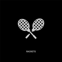 white rackets vector icon on black background. modern flat rackets from summer concept vector sign symbol can be use for web, mobile and logo.