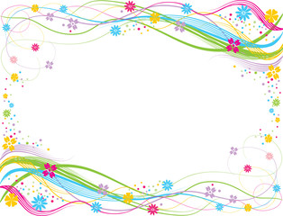 A decorative vector frame from colorful lines,swirls and flowers