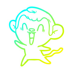 cold gradient line drawing cartoon laughing monkey