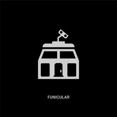 white funicular vector icon on black background. modern flat funicular from summer concept vector sign symbol can be use for web, mobile and logo.