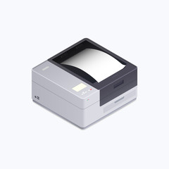 Printer Device Isometric Color Icon