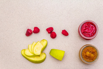 Healthy organic homemade assortment of fruit puree