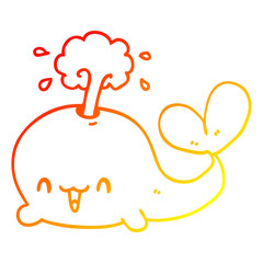warm gradient line drawing cartoon whale