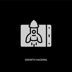 white growth hacking vector icon on black background. modern flat growth hacking from technology concept vector sign symbol can be use for web, mobile and logo.