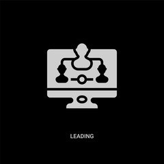 white leading vector icon on black background. modern flat leading from technology concept vector sign symbol can be use for web, mobile and logo.