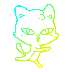 cold gradient line drawing cartoon cat