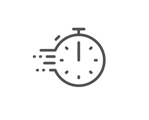 Cooking timer line icon. Frying stopwatch sign. Food preparation symbol. Quality design element. Linear style cooking timer icon. Editable stroke. Vector