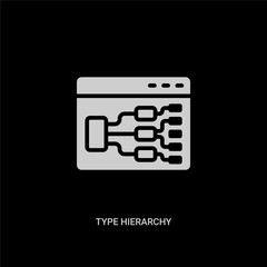 white type hierarchy vector icon on black background. modern flat type hierarchy from technology concept vector sign symbol can be use for web, mobile and logo.