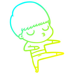 cold gradient line drawing cartoon calm boy