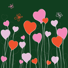 Fototapeta na wymiar Vector image of growthing stylized floral hearts