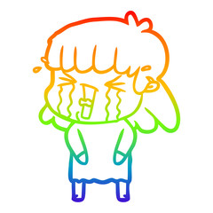 rainbow gradient line drawing cartoon woman